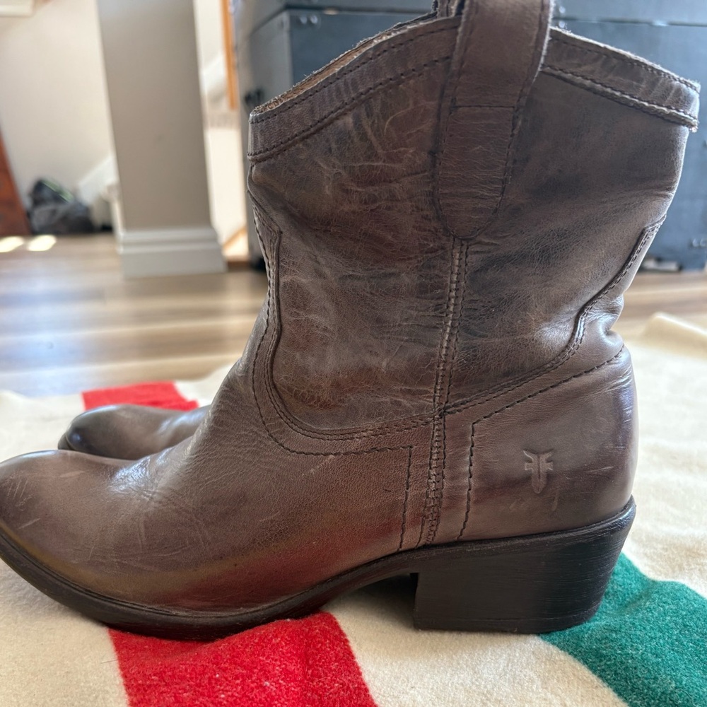 Frye Dark Brown Leather Mid-Calf Heeled Boots